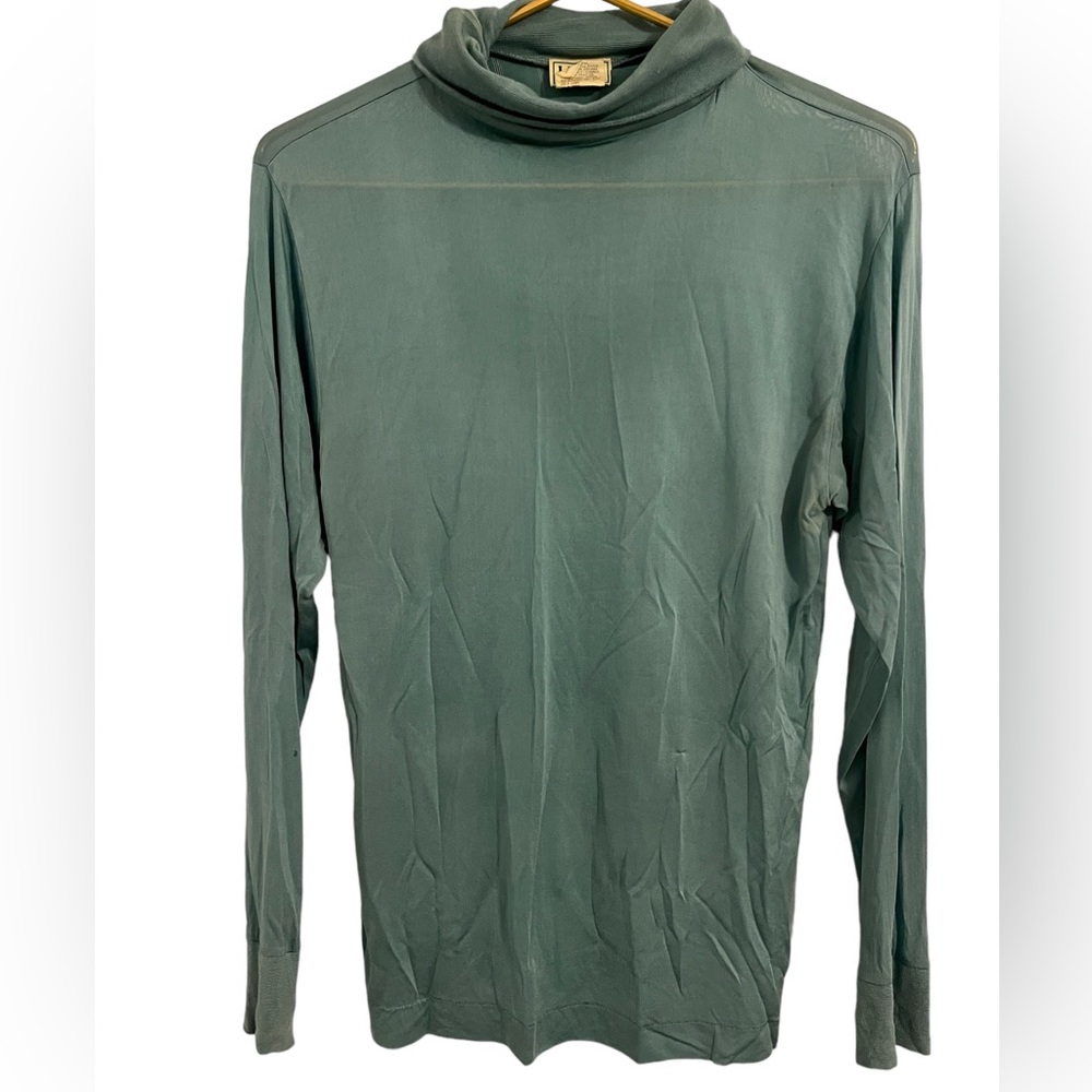 L.L.Bean vintage turtle neck teal color 100% silk size Med